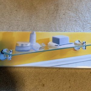 Inspirations Glass Chrome Wall Display Accent Shelf